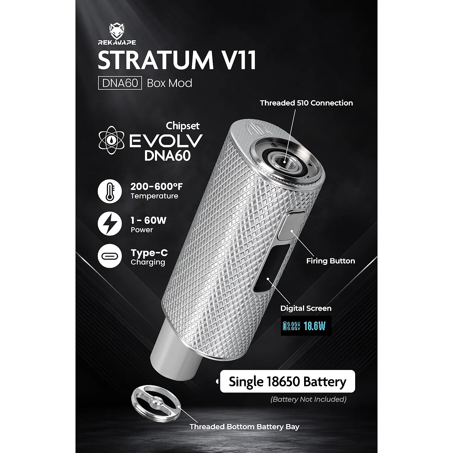 Rekavape - Stratum v11 Style DNA 60w Elektronik Sigara Mod - En Uygun Fiyatlı Orijinal Ürün