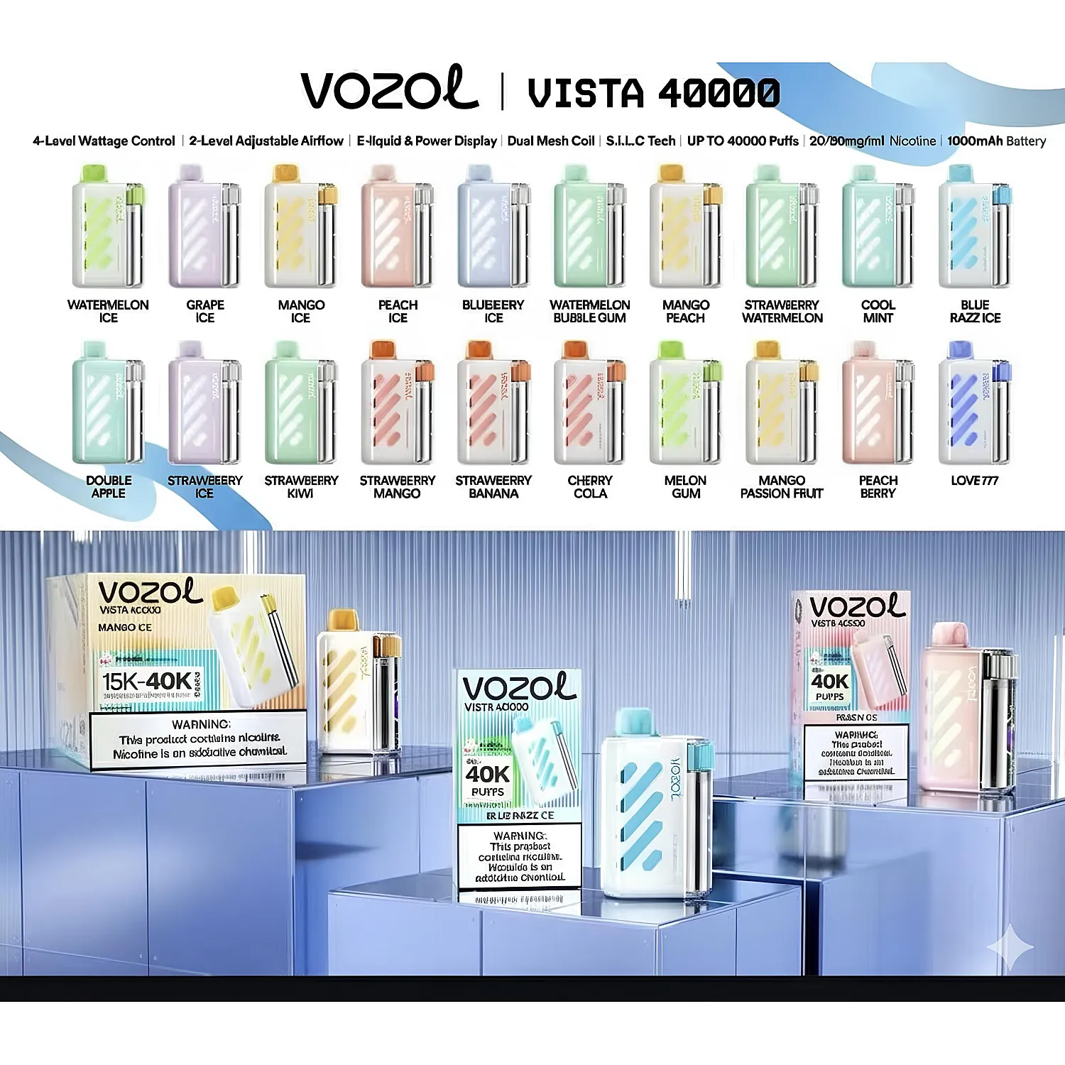 Vozol - Vista 40000 Tek Kullanımlık Elektronik Sigara