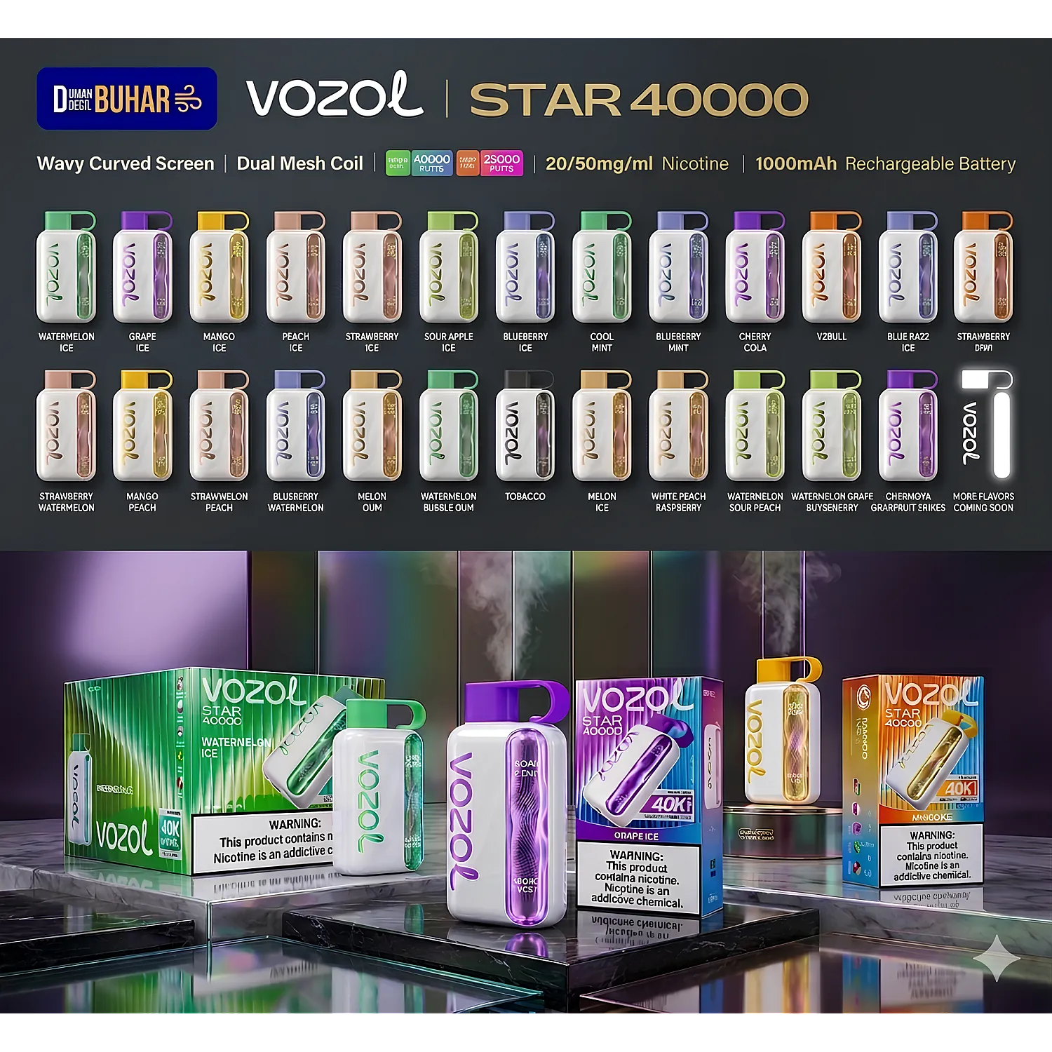 Vozol Star 40000 Puff Tek Kullanımlık Elektronik Sigara - En Uygun Fiyatlı Orijinal Ürün