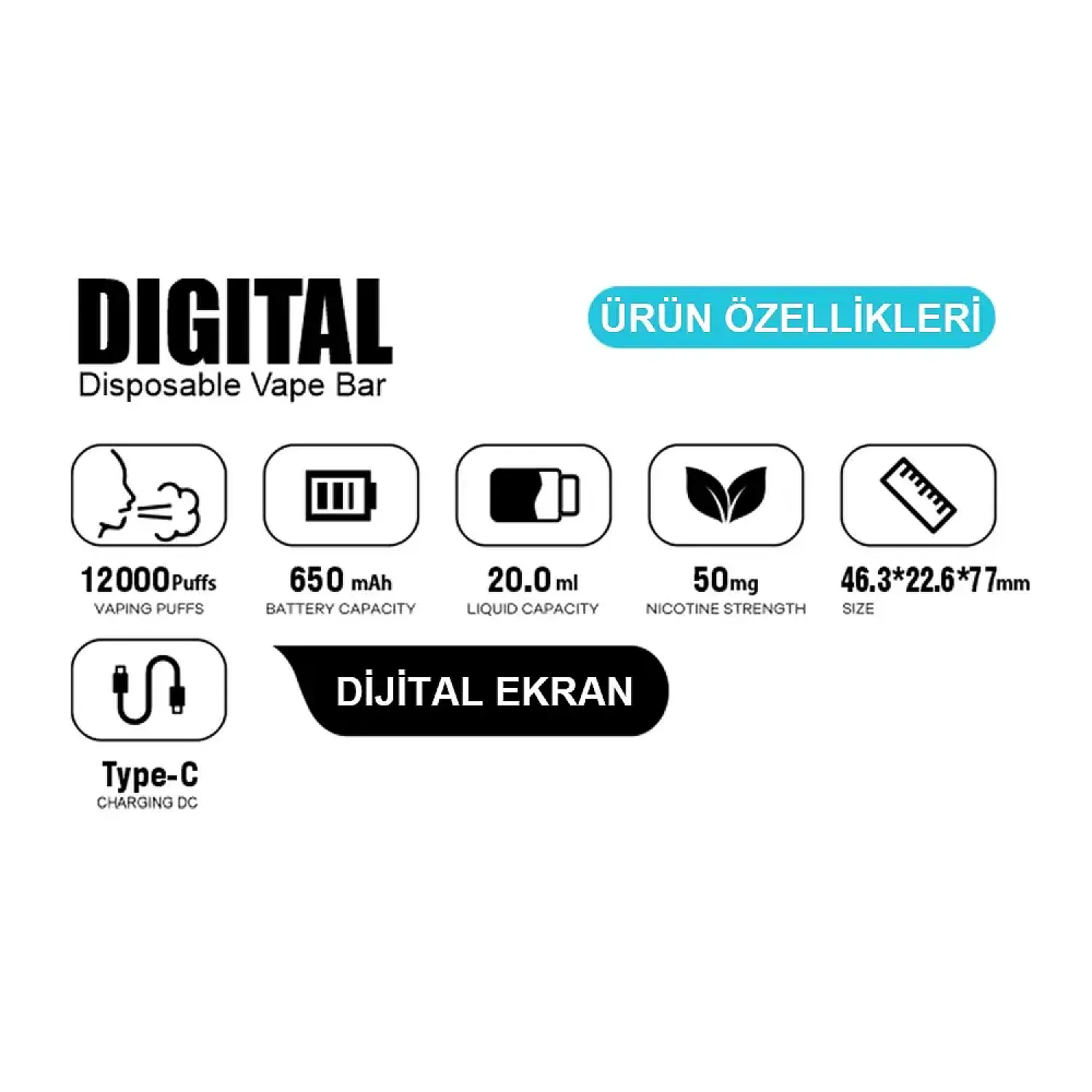 Saltica - Digital 12000 Puff Şarj Edilebilen Tek Kullanımlık Elektronik Sigara - En Uygun Fiyatlı Orijinal Ürün